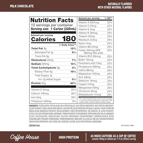 SlimFast Protein Shake, NEW Milk Chocolate- 20g Protein, Meal Replacement Shake Ready to Drink, High Protein with Low Carb and Low Sugar, 24 Vitamins and Minerals, 11 Fl Oz (Pack of 12)