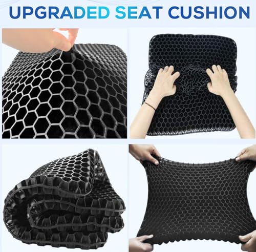 Helishy Gel Wheelchair Seat Cushion for Long Sitting, Extra Large & Thick Seat Cushion with Non-Slip Cover - Coccyx, Sciatica & Back Pain Relief - Wheelchair Cushions - Office Chair Car Seat Cushion