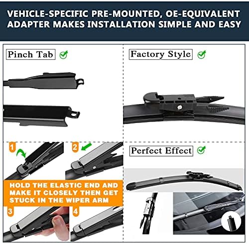 3 Wiper Blades Replacement for Ford Explorer 2011-2018 2019 2020 2021 2022 2023,Original Equipment Replacement Front and Rear Windshield Wiper Blade - Pinch Tab 26"/22"/11" (Set of 3)
