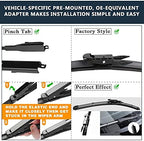 3 Wiper Blades Replacement for Ford Explorer 2011-2018 2019 2020 2021 2022 2023,Original Equipment Replacement Front and Rear Windshield Wiper Blade - Pinch Tab 26"/22"/11" (Set of 3)