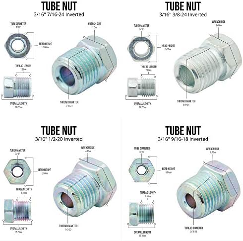 4LifetimeLines 3/16" x 25' Genuine Copper-Nickel Alloy Non-Magnetic Brake Line Replacement Tubing Coil Roll & Fitting Kit, Inverted Flare, Easy to Bend, Corrosion Resistant