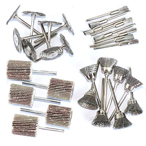 69Pcs Abrasive Wheel Buffing Polishing Wheel Wire Brushes Set for Rotary Tool Accessories,Shank 3mm Mini Brush Polishing Kit,for Power-Operated Grinders