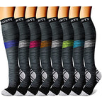 CHARMKING Compression Socks for Women & Men (8 Pairs) 15-20 mmHg Graduated Copper Support Socks are Best for Pregnant, Nurses - Boost Performance, Circulation, Knee High & Wide Calf (S/M, Multi 19)