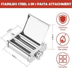 3-in-1 Pasta Attachment for KitchenAid Stand Mixer - Stainless Steel Pasta Maker includes Roller, Spaghetti & Fettuccine Cutters | Professional Pasta Accessories for Homemade Noodles & Italian Cuisine