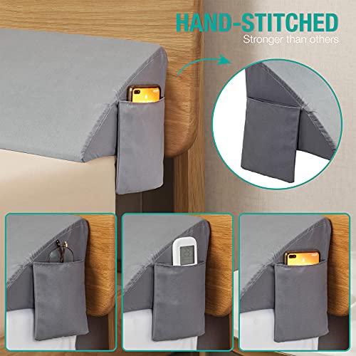 Vekkia King Bed Wedge Pillow for Headboard Gap/Mattress Gap Filler/Headboard Pillow/Bed Gap Filler,Close Gap(0-6") Between Mattress and Headboard,Stop Loosing Your Pillows,Phone(Gray 76"x10"x6")