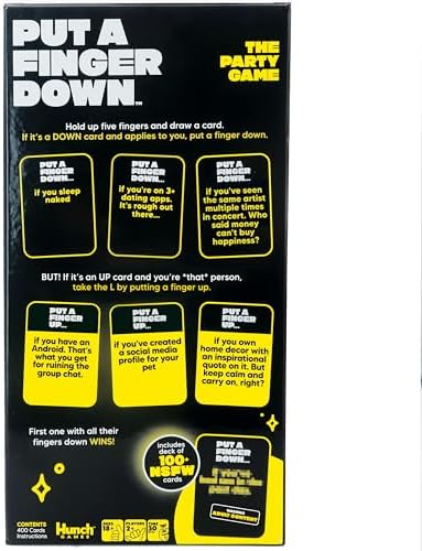 Put A Finger Down - The Viral Party Game That Will Have Everyone Talking - Funny Adult Card Game & Icebreaker Ideas, Game Nights, & Big or Small Groups, 400 Cards for 2+ Players