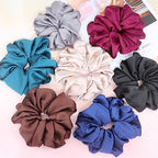 IVARYSS Big Scrunchies for Women Thick Hair, Premium Satin Softer than Silk, XL 6 Inch Extra Large Scrunchy Elastic Hair Bands Accessories, 6 Pack, Black