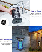 Solar Bug Zapper, 3-in-1 Mosquito Zapper with Camping Lantern, Cordless Bug Zapper for Outdoor and Indoor, Battery Powered Fly Zapper, Waterproof Mosquito Killer for Patio, Home, Backyard, Camping