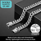 Tallew Dog Chain Diamond Collar Walking Metal Chain Necklace with Secure Buckle Pet Cuban Style Collar Jewelry Accessories for Small Medium Large Dog Cats(22 Inch,Silver)