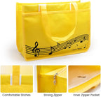 BestSounds Piano Bag, Zipper Waterproof Music Book Tote Bag Piano Accessories for Students Kids, Women, Gifts for Musicians (Yellow Music)