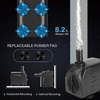 VIVOSUN 660GPH Submersible Water Pump, 2500L/H 35W aquarium pump, Ultra Quiet Fountain Pump with 8.2ft/2.5m High Lift for Fish Tank, Pond, Aquarium, Statuary, Hydroponics