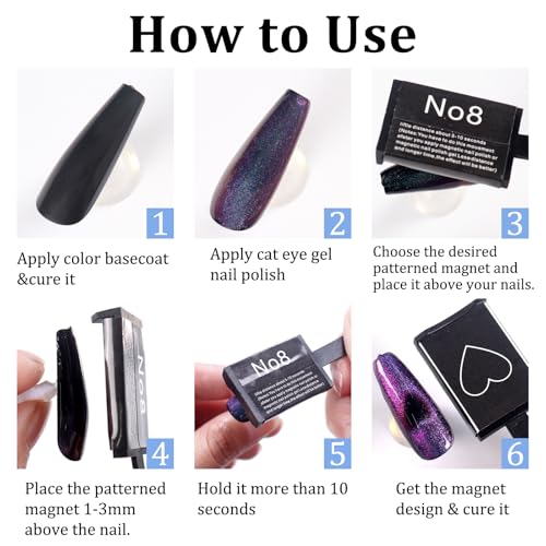 SIUSIO 41Pcs Nail Magnet Tool Set Cat Eye Gel Nail Polish Magnet Wand Magnetic Nail Polish Cat Eye Magnet for Nails Cat Eye Magnets Sticks Nail Design Tools Nail Art Accessories