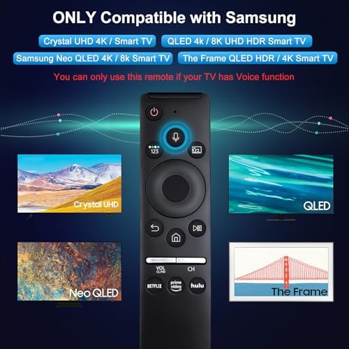 Replacement Voice Remote for Samsung Smart TVs, for Samsung-TV-Remote, for Samsung Crystal UHD QLED Curved 4K 8K Smart TVs(2020/2021)