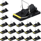 Qualirey 18 Pcs Mouse Traps Plastic Mice Trap House Indoor Rat Trap Quick Effective Safe Mouse Traps for Warehouse Garden Kitchen 3.86 x 1.81 x 2.17 Inch (Black,Yellow)