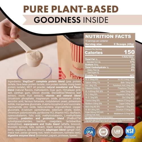 UpNourish Plant-Based Protein Meal Replacement Shake! Keto, Vegan-Friendly Lifestyles. Gluten & Dairy-Free Smoothie with Essential Vitamins, Minerals, and Low Carbs - Strawberry Banana, 15 Servings