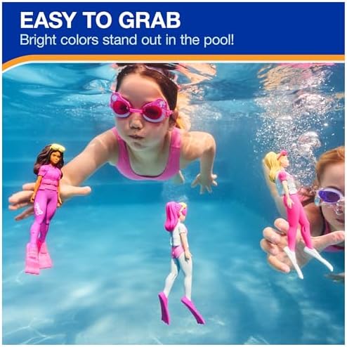 SwimWays Barbie Dive Characters 3-Pack, Swimming Pool Accessories & Kids Pool Toys, Pool Party Supplies & Water Toys for Kids Aged 5 & Up