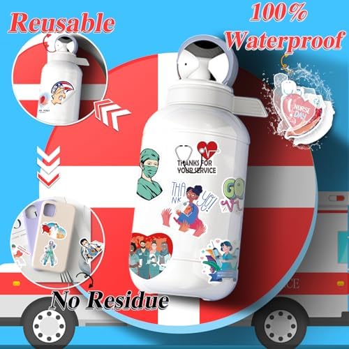 Nurse Stickers, Positive Stickers 300PCS Waterproof Vinyl Inspirational Stickers for Laptop, Bumper, Water Bottles, Computer, Nurse Accessories for Work