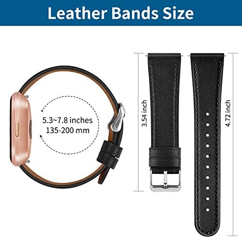 Leather Bands Compatible with Fit bit Versa 2 Bands & Versa Bands & Versa Lite Wristbands, Classic Fit bit Versa SE Replacement Leather Strap for Women Men