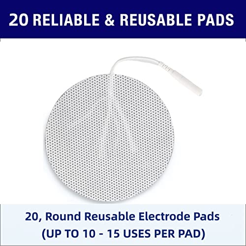 Syrtenty TENS Unit Replacement Pads - Pack of 40 Round Patches for Muscle Stimulation & Therapy, 1'' Electro Pad Set
