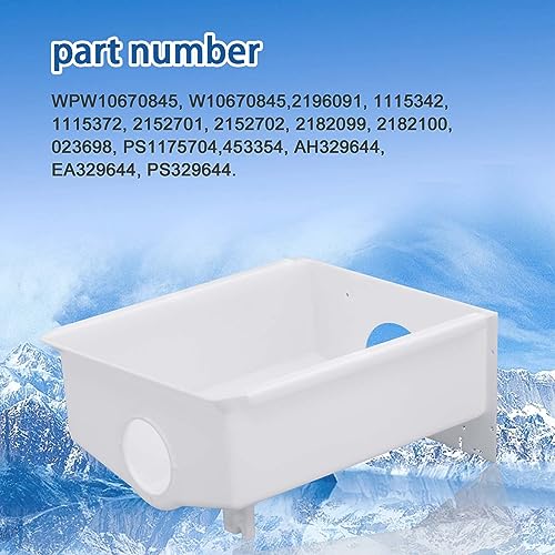 WPW10670845 Replacement Ice Bucket W10670845 for Whirlpool, Kenmore, KitchenAid, and Amana Refrigerators - Fits Part Numbers 2196091, 1115342, 1115372