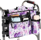 Walker Accessories for Folding Walker Double Sided Walker Bag with Cup holer Organizer Pouch Storage Tote for Rollator Carrying