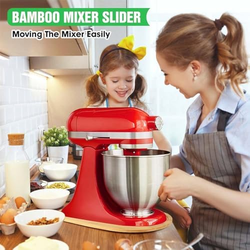 Bamboo Kitchenaid Mixer Slider Compatible With Kitchenaid Tilt Head 4.5-5Qt Stand Mixer,Kitchen Countertop Sliding Moving Tray For Kitchenaid Stand Mixer, Kitchenaid Accessories and Attachments
