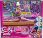 Barbie Careers Playset, Gymnastics Set with Blonde Gymnast Fashion Doll, C-Clip for Flipping Action, Balance Beam, Warm-Up Suit & Accessories