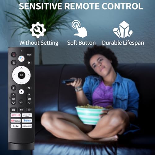 Replacement Remote Control Compatible with Hisense Google 4K UHD Series Smart TV 65U8H 75U8H 50U6H 55U6H 65U6H 75U6H 43A6H 50A6H 55A6H 55U6K 65U7K 55U8K
