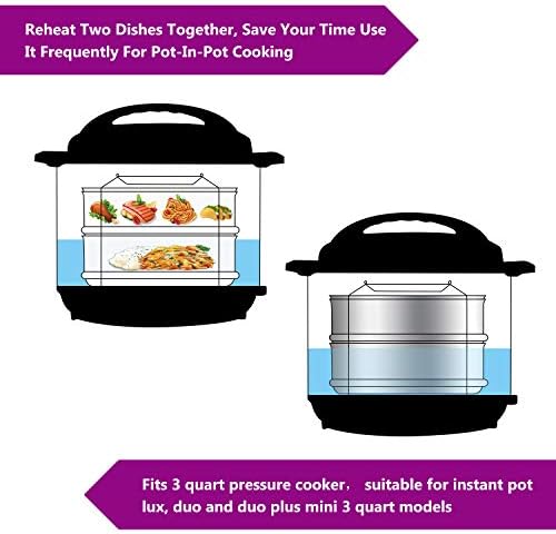 Aozita 3 Quart Stackable Steamer Insert Pans - Accessories for Instant Pot Mini 3 qt - Pot in Pot, Baking, Casseroles, Lasagna Pans, Food Steamer for Pressure Cooker, Upgrade Interchangeable Lids