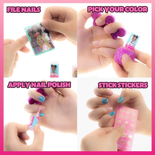 Barbie Makeup Filled Backpack Set, Including Lip Balm, Nail Polish, Nail File, Hair Bows, and Other Accessories, Ages 3+ for Parties, Sleepovers and Makeovers, By Townley Girl