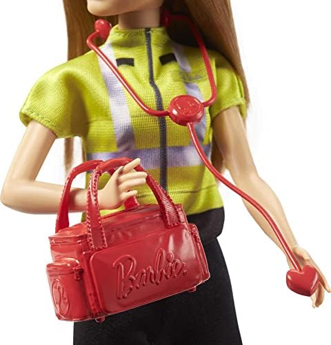 Barbie Careers Fashion Doll & Accessories, Paramedic with Petite Body Type Wearing Removable Uniform with Medical Bag & Stethoscope