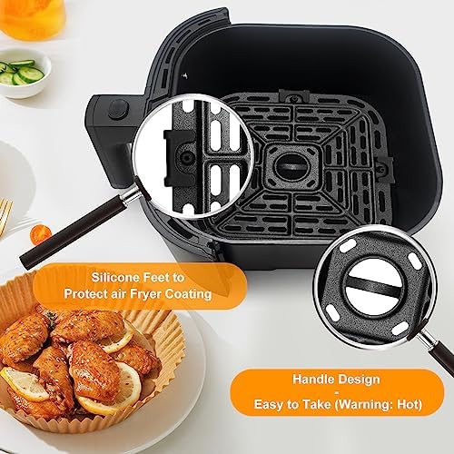 Air fryer Replacement Parts for Instant Pot Vortex Plus 6 in 1 4 Quart Air Fryer Oven, 7.5''×7.5'' Square Food Grade Air Fryer Grill Pan Grill Plate Crisper Plate Accessories Tray Rack