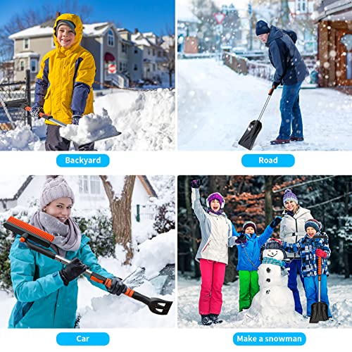 Snow Shovel Brush Removal Tools - 3 in 1 Retractable Car Snow Shovel, Rotatable Snow Brush, Ice Scraper, Car Winter Kit, Portable Emergency Snow Removal Shovel Snow Brush for Car Truck Camping Outdoor