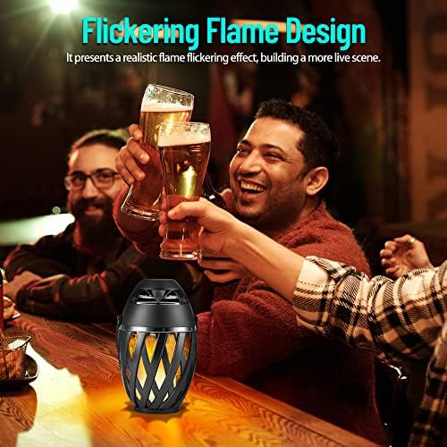 2 Pack Outdoor Bluetooth Speakers Waterproof Wireless, Birthday Gifts for Men Dad, LED Flame Ambient Light, Camping Patio Accessories, Unique Gifts for Him Husband Boyfriend Dad Gifts