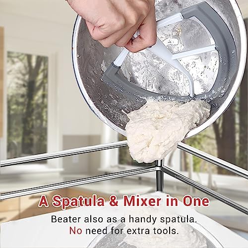 Flex Edge Beater Accessories and Attachments for KitchenAid 6 Quart Bowl-Lift Stand Mixer, Pastry Paddle Attachment for Kitchenaid, Dishwasher Safe, White