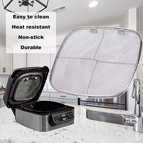 2PCS Stainless Steel Splatter Shield for Ninja Foodi AG301, Replacement Splatter Screen Air Fryer Accessories for Ninja Foodi 5-in-1 Indoor Grill AG300, AG300C,AG301C, AG302, AG400
