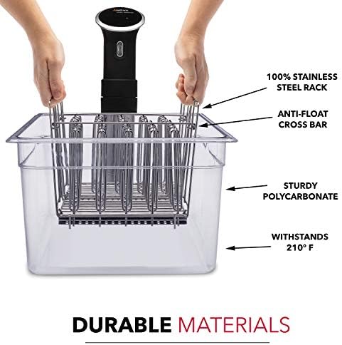 Large Sous Vide Container with Lid and Racks Kit | Sous Vide Accessories | Väeske Large Sous Vide Container with Lid and 2 Racks | Sous Vide Accessories | Compatible with Anova, Anova Nano, Joule, Instant Pot, Sous Vide Cookers (26 QT, Container/Racks)