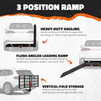 Mockins XL 60"x30"x5" Folding Hitch Cargo Carrier with Ramp | Heavy Duty Trailer Hitch Basket Cargo Carrier with Portable Wheelchair Ramp | 500 Lbs. Cap Weatherproof Steel Scooter Rack & Accessories