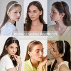 WOVOWOVO 5 Pcs Thin Leather Headbands for Women, Cute Knotted Head Bands for Women’s Hair Womens Headbands Fashion Black Brown White Headbands for Girls Womens Hair Accessories