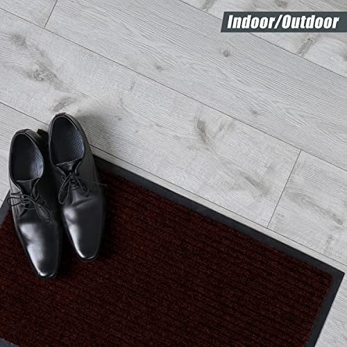 Sierra Concepts Front Door Mat Welcome Mats 2-Pack - Indoor Outdoor Entryway Mats for Shoe Scraper, Ideal for Inside Outside Home High Traffic Area, Brown 30 Inch x 17 Inch