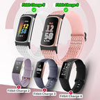 5 Pack Elastic Nylon Watch Bands Compatible for Fitbit Charge 6/Fitbit Charge 5, Adjustable Breathable Replacement Stretchy Nylon Loop Wristband Sport Strap for Women Men