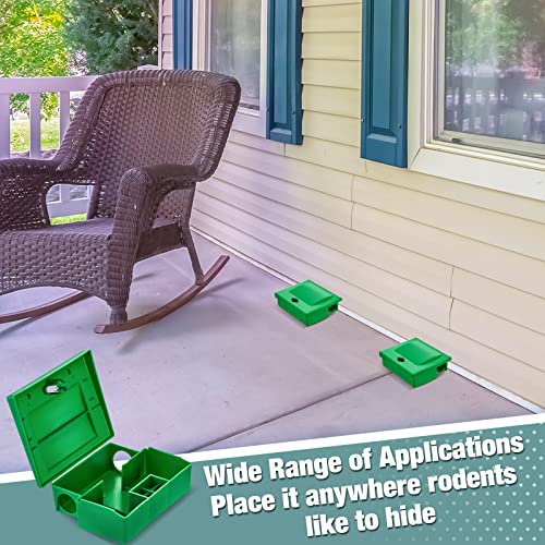 24 Pcs Mice Bait Station with Key Small Bait Station Traps Reusable Mouse Traps Outdoor Smart Tamper Proof Cage House Small Bait Boxes for Mice and Other Pests (Green)
