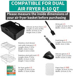 HOMELYLIFE Air Fryer Accessories, Silicone Air Fryer Liners for Ninja DZ201/ DZ401 8-10 QT Dual Air Fryer, 10 Pcs Dual Air Fryer Accessories for Ninja foodi, Cheat Sheet Magnets Cooking Guide Booklet