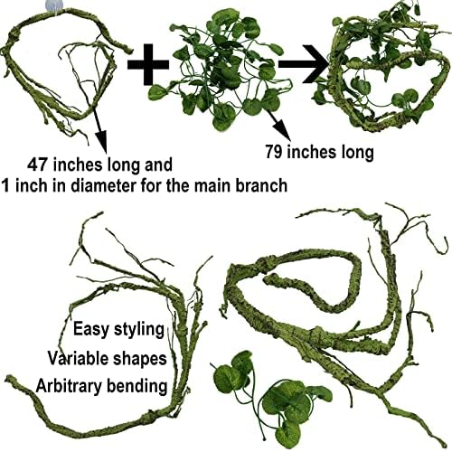Reptile Plants for Bearded Dragon Tank Accessories, Terrarium Plant Artificial Decor for Snake Cage, Fake Plant for Leopard Gecko Habitat, Lizard Chameleon Ball Pythons (Group BN)