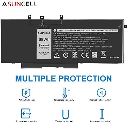 GJKNX 68WH 7.6V Battery Replacement For Dell Latitude 5480 5580 5490 5491 5580 5590 5591 5280 5288 5488 5491 5495 E5480 E5580 E5490 E5590 Precision 3520 3530 Series GD1JP 0GD1JP DY9NT 5YHR4 451-BBZG