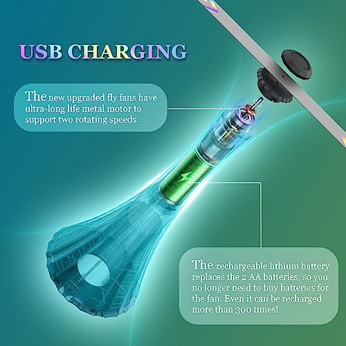 Fly Fans for Outdoor Tables Rechargeable, 1800mah Large Capacity Belfans Fly Repellent Fans, Chemical-Free Fly Fan with Soft Blades, Food Fans to Keep Flies Away, USB Fly Repellent Outdoor, 4PCS