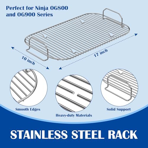 SafBbcue Griddle Plate & Smoke Rack for Ninja Woodfire Pro Connect XL Grill Ninja OG951 OG850 Grill Accessories, XSKGRIDLXL Flat Top Plate & XSKRSTRKXL Roast Rack for Ninja Woodfire OG800/900 Series
