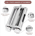 Pasta Maker for Kitchenaid Attachments, 3 in 1 Stainless Steel Pasta Attachment for Kitchenaid Stand Mixer, Included Pasta Roller, Spaghetti&Fettuccine Cutter, 1 Metal Knob Screw Replacement