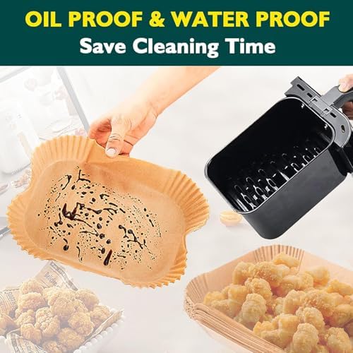 Air Fryer Disposable Paper Liner, 100PCS Food Grade Rectangle Parchment Liners for Ninja Dual Air Fryer, Airfryer Liners Airfryer Accessories(100PCS, 8.6in x 5.5in）