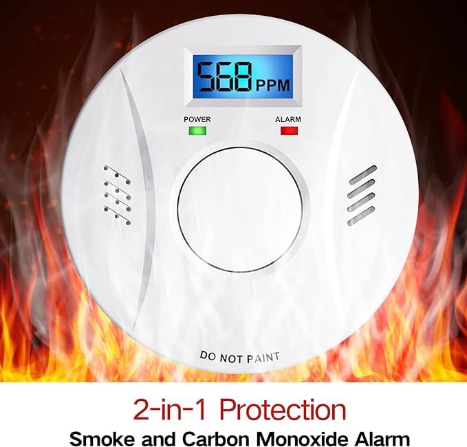 Carbon Monoxide Detector, Plug in Wall with 9-Volt Battery Backup, Digital LED Display (1 Pack)